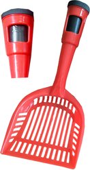 Pet Life Poopin-Scoopin Litter Shovel with Built-In Waste Bag Handle Holster Dog & Cat Poop-Scoop, Red