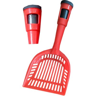 Pet Life Pet Life Poopin-Scoopin Litter Shovel with Built-In Waste Bag Handle Holster Dog & Cat Poop-Scoop, Red