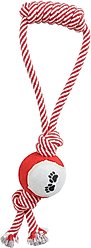 Pet Life Pull Away' Rope & Tennis Ball Dog Toy, Red