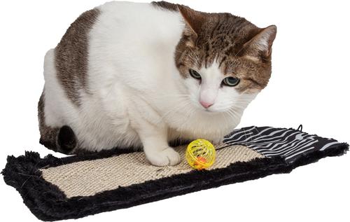 Show full view: Pet Life 'Scrape-Away' Eco-Natural Sisal & Jute Hanging Carpet Cat Scratcher & Toy, Black slide 3 of 4