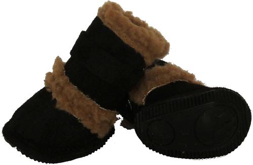 Show full view: Pet Life Shearling Duggz Dog Shoes, 4 count, Black & Brown, Medium slide 4 of 5
