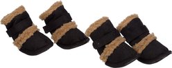 Pet Life Shearling Duggz Dog Shoes, 4 count, Black & Brown, Small