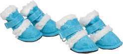 Pet Life Shearling Duggz Dog Shoes, 4 count, Blue & White, Medium