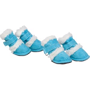 Pet Life Shearling Duggz Dog Shoes, 4 count, Blue & White, Medium