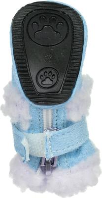 Show full view: Pet Life Shearling Duggz Dog Shoes, 4 count, Blue & White, Medium slide 3 of 4