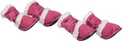 Pet Life Shearling Duggz Dog Shoes, 4 count, Pink & White, Large