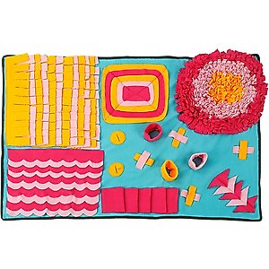 Pet Life Sniffer Snack Interactive Feeding Snuffle Dog & Cat Mat, Blue/Pink/Orange