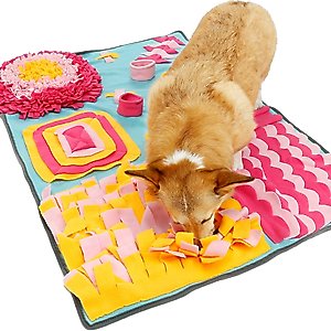 Pet Life Sniffer Snack Interactive Feeding Snuffle Dog & Cat Mat, Blue/Pink/Orange
