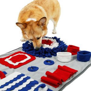 Pet Life Sniffer Snack Interactive Feeding Snuffle Dog & Cat Mat, Grey/Red/Blue