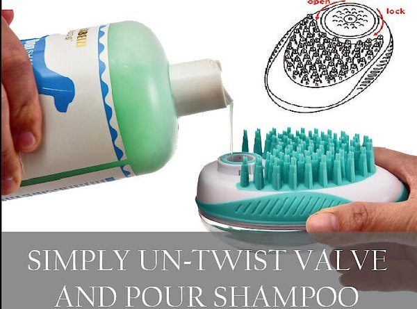 Show full view: Pet Life Swasher Shampoo Dispensing Massage & Bathing Dog & Cat Brush slide 4 of 11