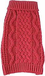 Pet Life Swivel-Swirl Heavy Cable Knitted Dog Sweater, Medium, Red