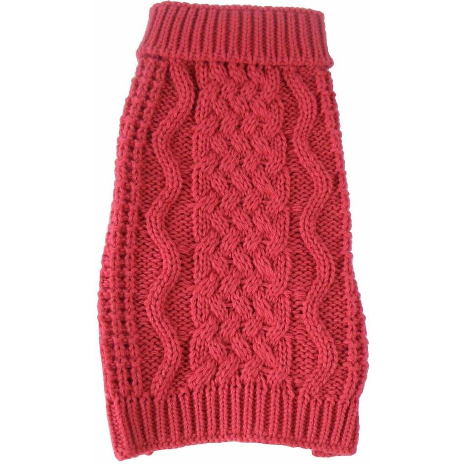 Pet Life Swivel-Swirl Heavy Cable Knitted Dog Sweater, Medium, Red