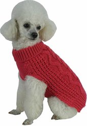 Pet Life Swivel-Swirl Heavy Cable Knitted Dog Sweater, Red, Large