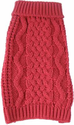 Show full view: Pet Life Swivel-Swirl Heavy Cable Knitted Dog Sweater, Red, Large slide 3 of 7