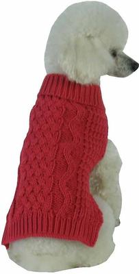 Show full view: Pet Life Swivel-Swirl Heavy Cable Knitted Dog Sweater, Red, Large slide 4 of 7