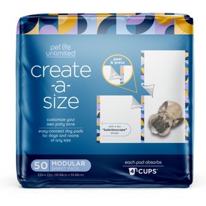 Pet Life Unlimited Create-a-Size Modular Dog Pee Pads, 22 x 22-in, 50 count, Unscented