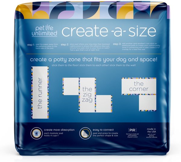 Pet Life Unlimited Create-a-Size Modular Dog Pee Pads, 22 x 22-in, 50 count, Unscented