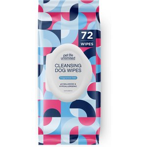 Pet Life Unlimited Fragrance Free Dog & Cat Grooming Wipes, 72 count