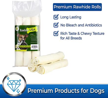 Show full view: Pet Magasin 9 - 10" Thick Rawhide Rolls Dog Treats, 3 count slide 7 of 7