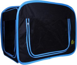 Pet Magasin Foldable Soft Dog Crate, Black & Blue