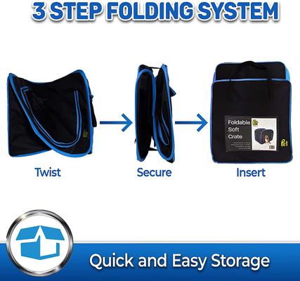 Show full view: Pet Magasin Foldable Soft Dog Crate, Black & Blue slide 4 of 7