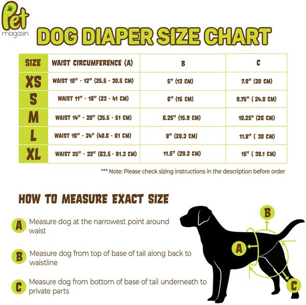 Show full view: Pet Magasin Reusable Washable Dog Diapers, 3 count, Solid, X-Large: 24 to 32-in waist slide 6 of 7