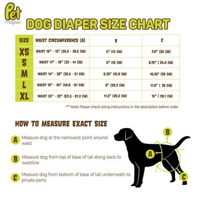 Show full view: Pet Magasin Reusable Washable Dog Diapers, 3 count, Solid, X-Large: 24 to 32-in waist slide 6 of 7