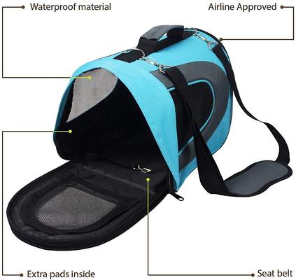 Show full view: Pet Magasin Soft-Sided Airline-Approved Dog & Cat Carrier Bag, Blue slide 3 of 9