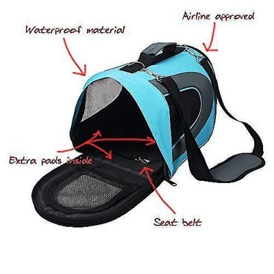 Show full view: Pet Magasin Soft-Sided Airline-Approved Dog & Cat Carrier Bag, Blue slide 5 of 9
