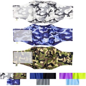 Pet Magasin Washable Belly Nappies Male Dog Wraps, Camo, Medium: 15 to 21-in waist, 3 count