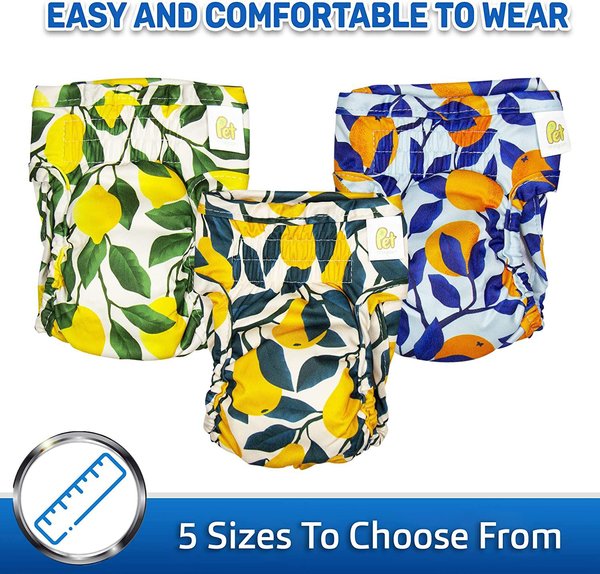 Show full view: Pet Magasin Washable Female Dog Diapers, Botanical Fruit, 3 count, Large slide 3 of 7