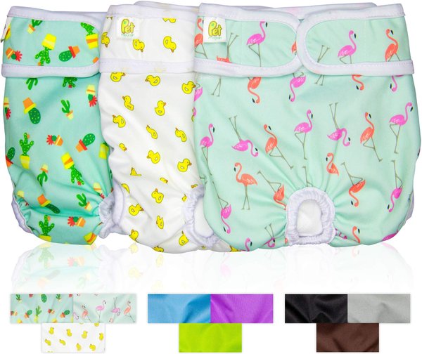 Show full view: Pet Magasin Washable Female Dog Diapers, Print, Large: 16 to 24-in waist, 3 count slide 1 of 11