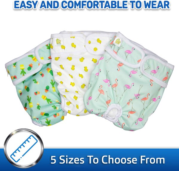 Show full view: Pet Magasin Washable Female Dog Diapers, Print, Large: 16 to 24-in waist, 3 count slide 4 of 11