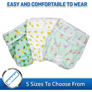 Pet Magasin Washable Female Dog Diapers, Print, Large: 16 to 24-in waist, 3 count