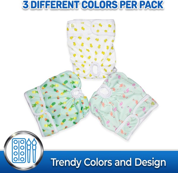 Show full view: Pet Magasin Washable Female Dog Diapers, Print, Large: 16 to 24-in waist, 3 count slide 6 of 11