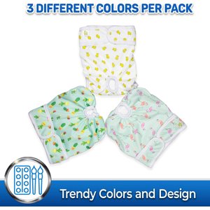 Pet Magasin Washable Female Dog Diapers, Print, Large: 16 to 24-in waist, 3 count