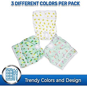 Pet Magasin Washable Female Dog Diapers, Print, Medium: 14 to 20-in waist, 3 count