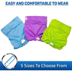 Pet Magasin Washable Female Dog Diapers, Solid, Large: 16 to 24-in waist, 3 count