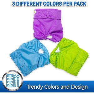 Pet Magasin Washable Female Dog Diapers, Solid, Large: 16 to 24-in waist, 3 count