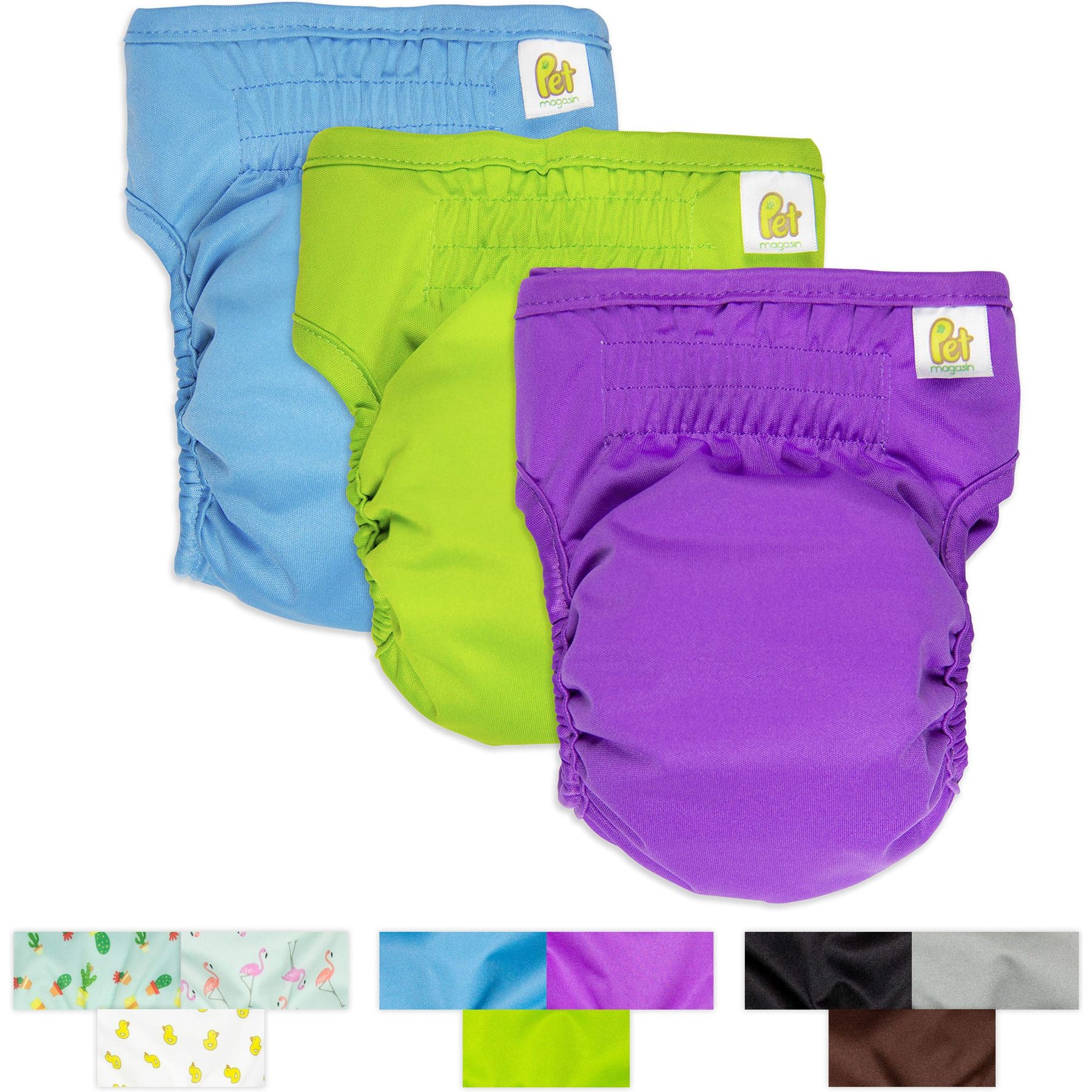 Pet Magasin Washable Female Dog Diapers, Solid, Medium: 14 to 20-in waist, 3 count