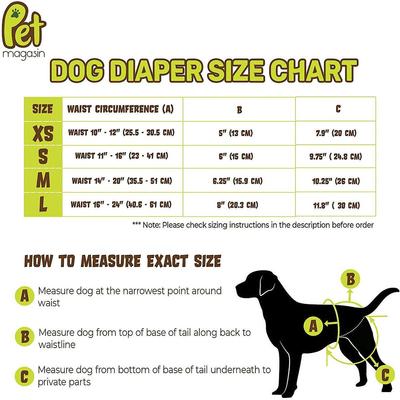 Show full view: Pet Magasin Washable Female Dog Diapers, Solid, Small: 11 to 16-in waist, 3 count slide 3 of 12