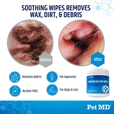 Show full view: Pet MD Advanced Dog & Cat Ear Cleaner Wipes, 100 count slide 4 of 9