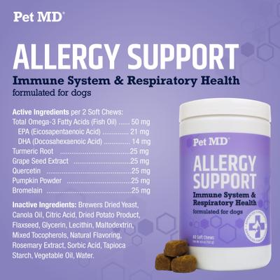 Show full view: Pet MD Allergy Support Dog Supplement, 60 count slide 3 of 7
