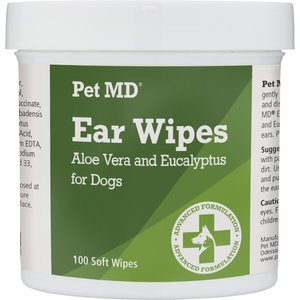 Pet MD Aloe Vera & Eucalyptus Dog Ear Wipes, 100 count