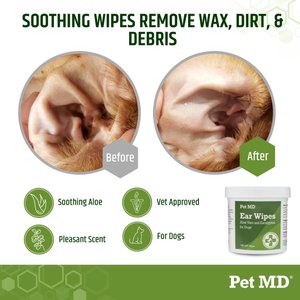 Pet MD Aloe Vera & Eucalyptus Dog Ear Wipes, 100 count