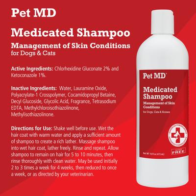 Show full view: Pet MD Antiseptic & Antifungal Medicated Dog, Cat & Horse Shampoo, 16-oz bottle slide 3 of 9