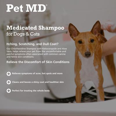 Show full view: Pet MD Antiseptic & Antifungal Medicated Dog, Cat & Horse Shampoo, 16-oz bottle slide 4 of 9