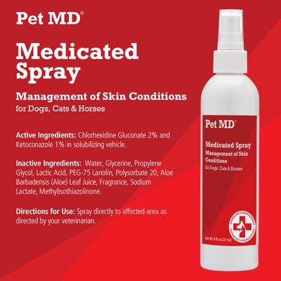 Show full view: Pet MD Antiseptic & Antifungal Medicated Spray for Dogs, Cats & Horses, 8-oz bottle slide 3 of 9