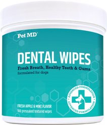 Pet MD Apple & Mint Flavor Dog Dental Wipes, 100 count