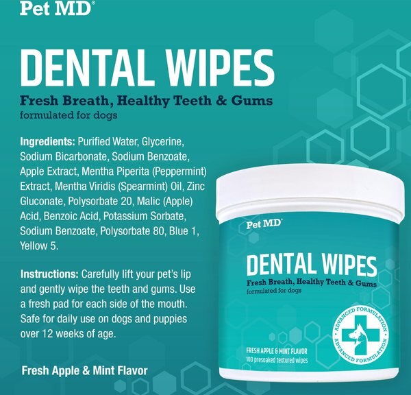 Pet MD Apple & Mint Flavor Dog Dental Wipes